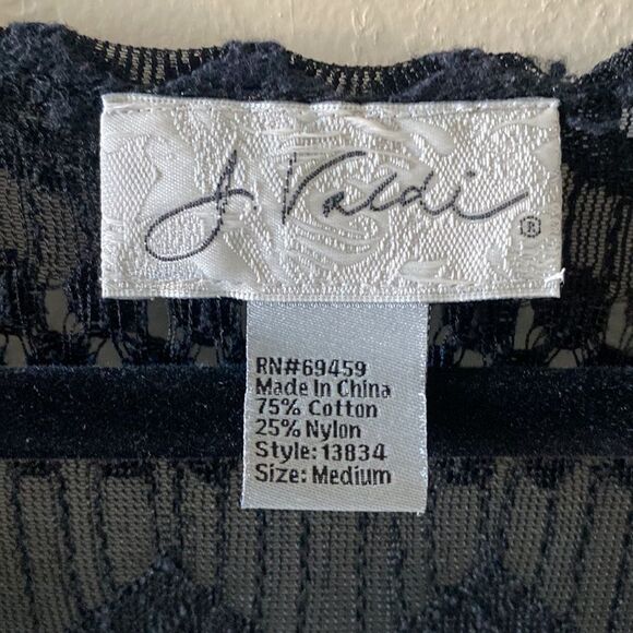 J Valdi M Bathing suit coverup , black lace , sheer, deep V neck side slits - Picture 3 of 3